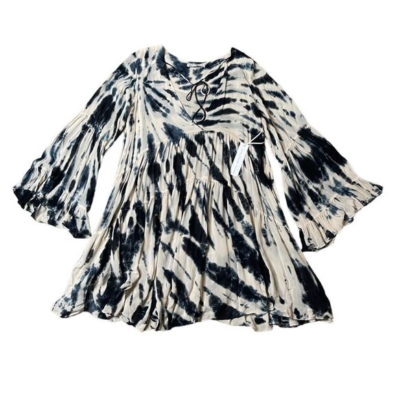 Young Fabulous & Broke Rosa Abstract-Print Mini Dress in Blue Safari Wash M NWT - Picture 1 of 10